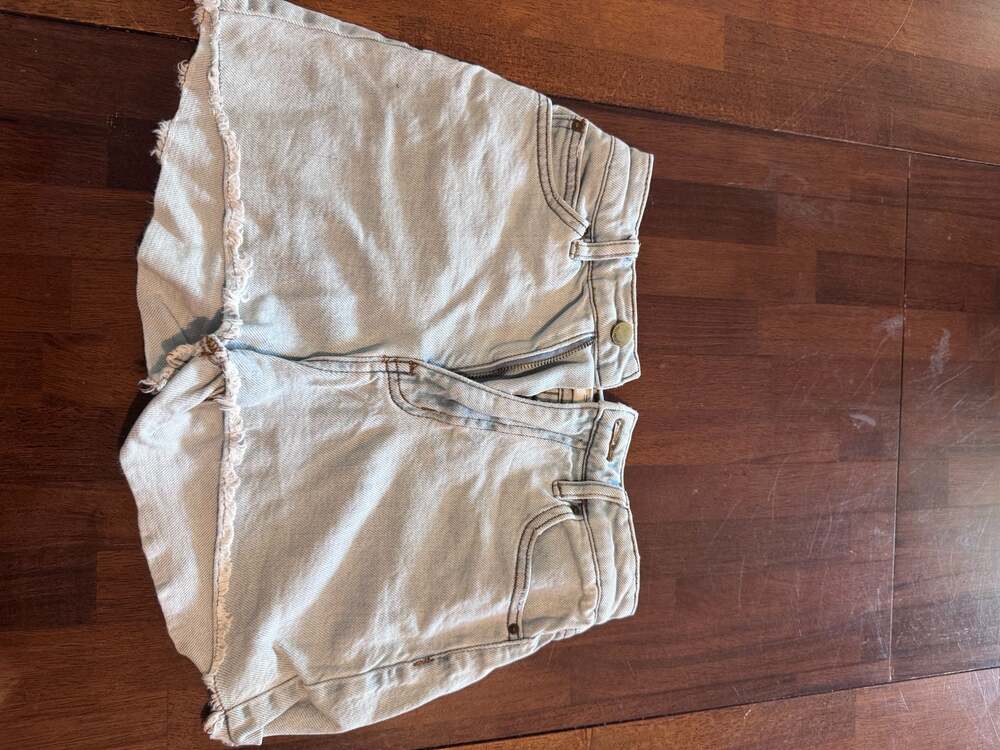 Billabong Drift Away High Rise Light Wash Denim Frayed Cutoff Shorts